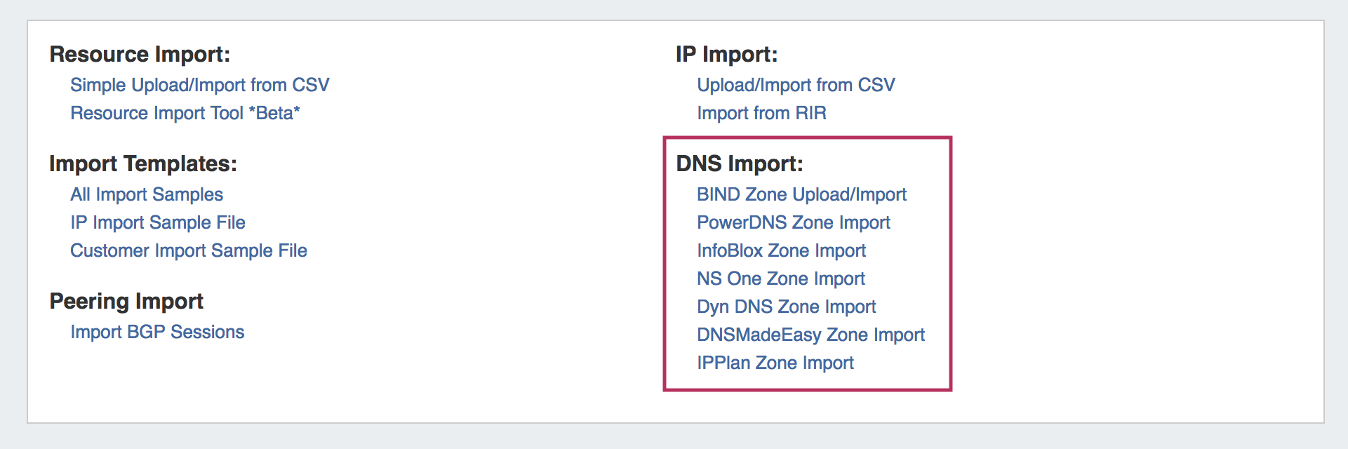 Documentation 7.0.x > Import DNS Zones > 7.0.0 Admin Data Import DNS Import Options.png